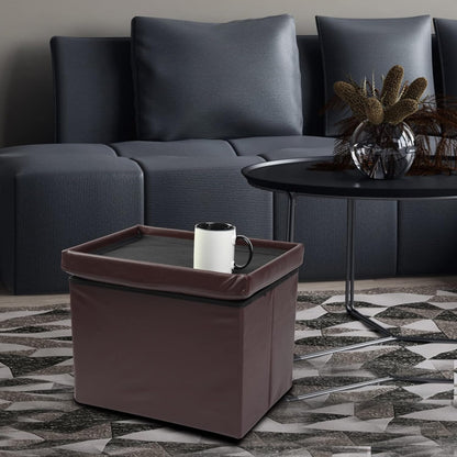 ALASDO Storage Ottoman Footrest Stool Small Ottoman with Storage Foldable Ottomans Foot Rest Footstool Bench for Living Room 17x13x13inches Grey