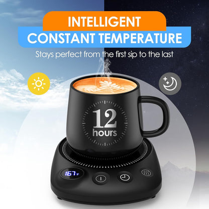 Coffee Mug Warmer - Fastest Heating & Highest Temperature, Coffee Cup Warmer for Desk Auto Shut Off, 4 Temp Settings & 1-12H Timer, Smart Electric Beverage Warmer for Coffee, Tea (Blue)
