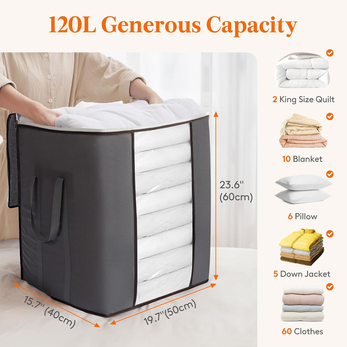 Lifewit 120L Extra Large Clothes Storage, Blanket Storage Bags