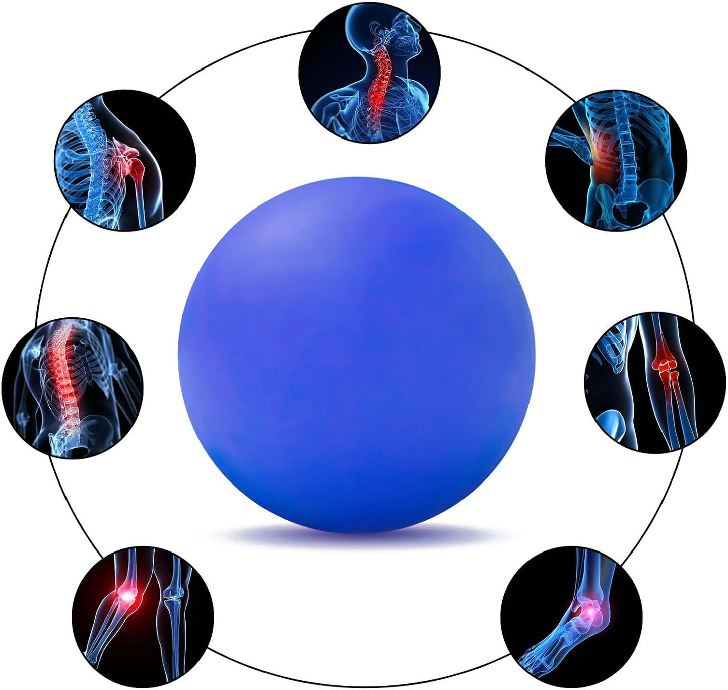 WOVTE Massage Lacrosse Ball for Sore Muscles, Shoulders, Neck, Back, Foot, Body, Deep Tissue, Trigger Point, Muscle Knots, Yoga and Myofascial Release (Blue)