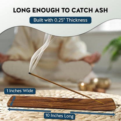 Moon and Stars Incense Holder - Wooden Ash Catcher with Celestial Design for Single Incense Sticks - Meditation Accessories, Spiritual Decor, Home Fragrance, Room Decor (10 Inches Long)