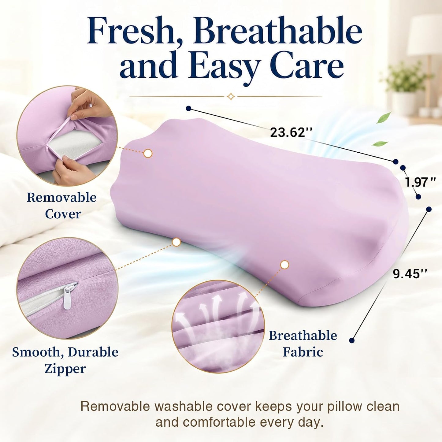 Fledano Lumbar Pillow for Sleeping, Lumbar Support Pillow for Bed for Back Pain Relief, Memory Foam Lower Back Pillow for Bed, Back Support Pillow for Side & Back Sleepers, Washable Cover