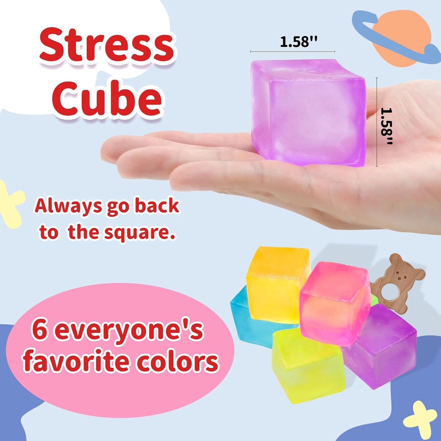 6 Pack Stress Cube Squishy Stress Balls for Adults Kids,Sensory Fidget Toys