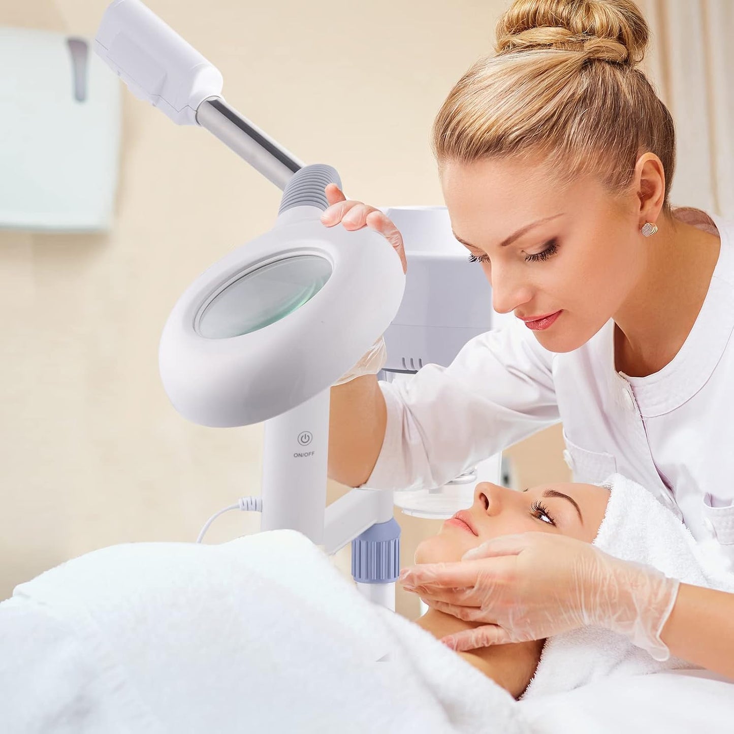 Winado 2 in 1 Facial Steamer with 5X Magnification Light, Deep Cleaning for Personal Skin Care, Beautician Steamer Professional Humidifier Facial Spa Mist Steam for Home & Beauty Salon, White