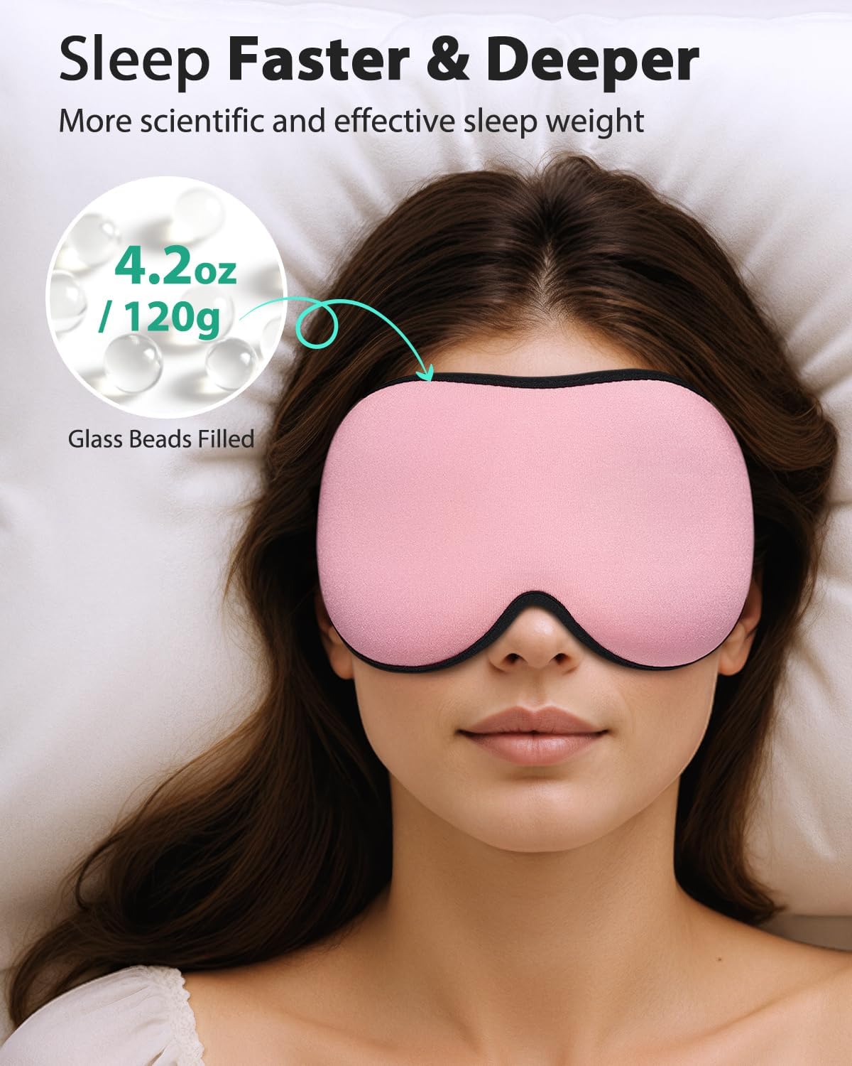 MABAO Weighted Sleep Mask - 100% Blackout Eye Mask for Sleeping for Women Men, 3D Contoured for Lash Extension, Zero Eye Pressure Memory Foam Cover, Soft Gentle Pressure Blindfold for Travel - Black