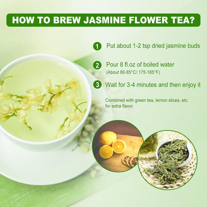 FullChea - Jasmine Flowers, 3oz/85g, Whole Dried Flower Buds