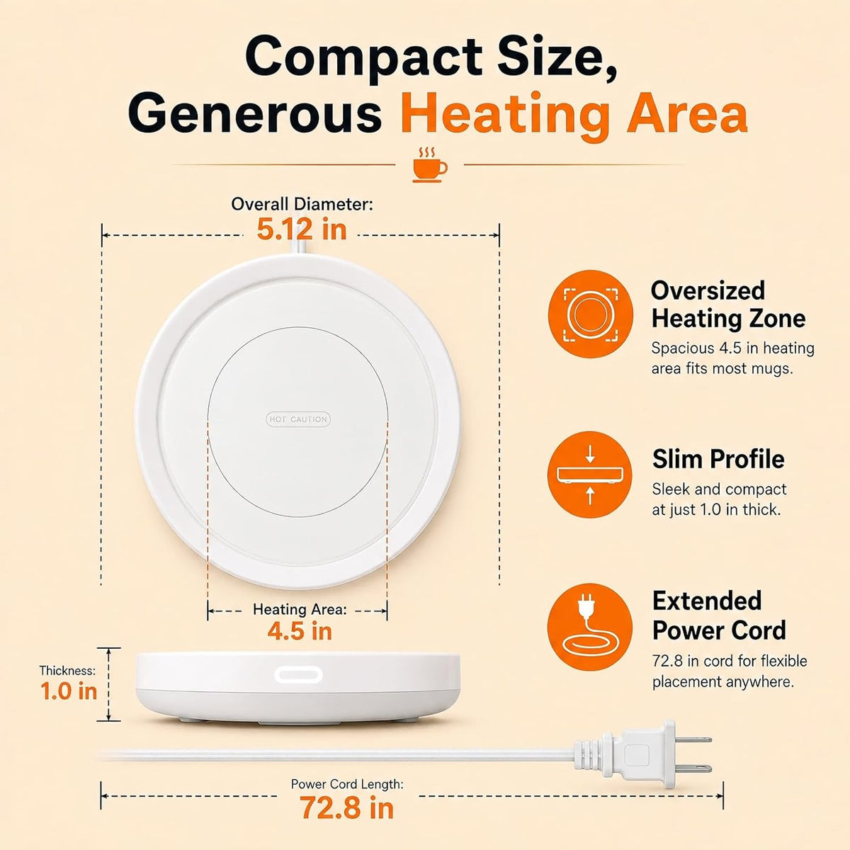 BESTINNKITS White Smart Coffee Auto On/Off Gravity-Induction Mug Office Desk Use, Candle Wax Cup Warmer Heating Plate (Up to 131F/55C)