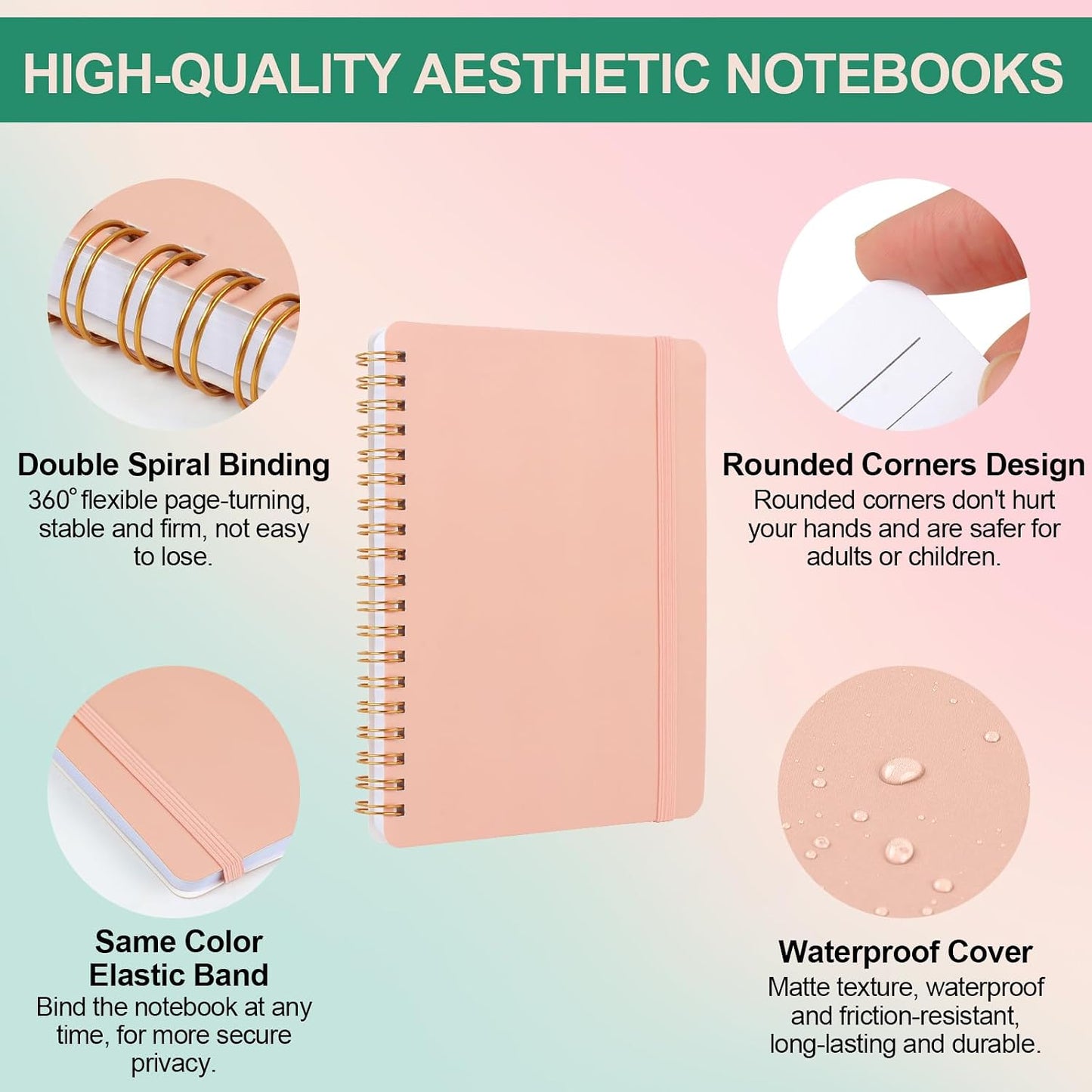 Utron 3 PCS Small Spiral Notebook 5x7, Notebooks for Note Taking, Morandi Spiral Journal Notebook, Work Notebook Small Notebooks 5x7 with Strap, Cute Notebooks for Women 70 Sheets/Note Books