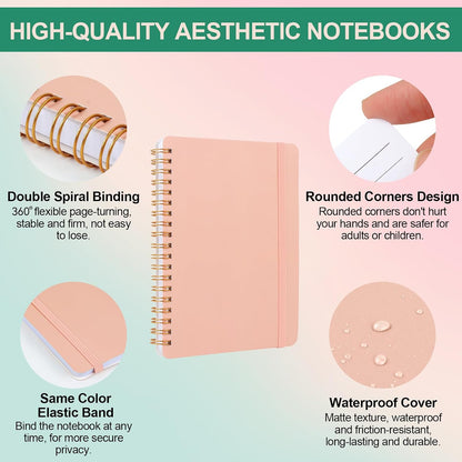 Utron 3 PCS Small Spiral Notebook 5x7, Notebooks for Note Taking, Morandi Spiral Journal Notebook, Work Notebook Small Notebooks 5x7 with Strap, Cute Notebooks for Women 70 Sheets/Note Books