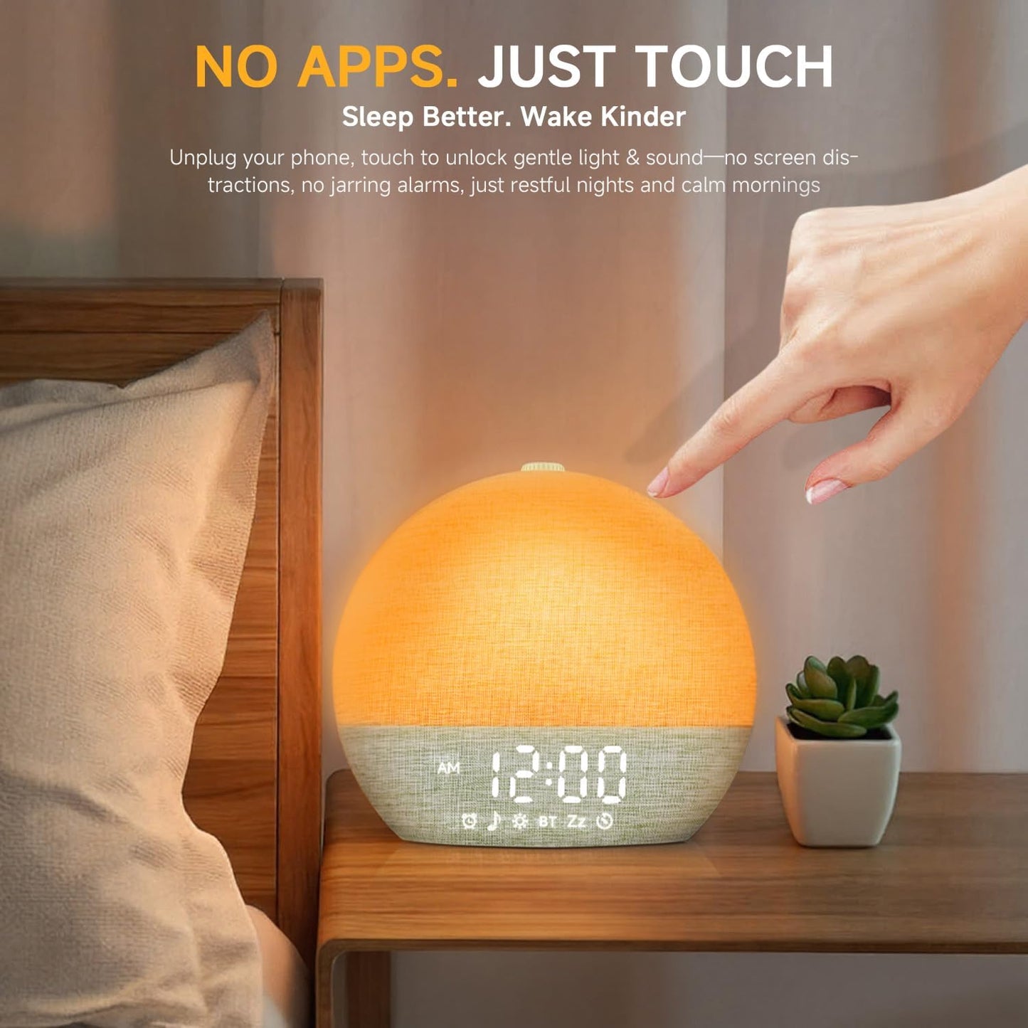 Geuuap Sunrise Alarm Clock White Noise Machine with Bluetooth Speaker,Khaki