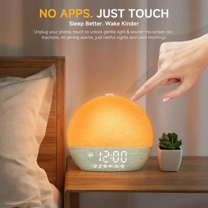 Geuuap Sunrise Alarm Clock White Noise Machine with Bluetooth Speaker,Khaki
