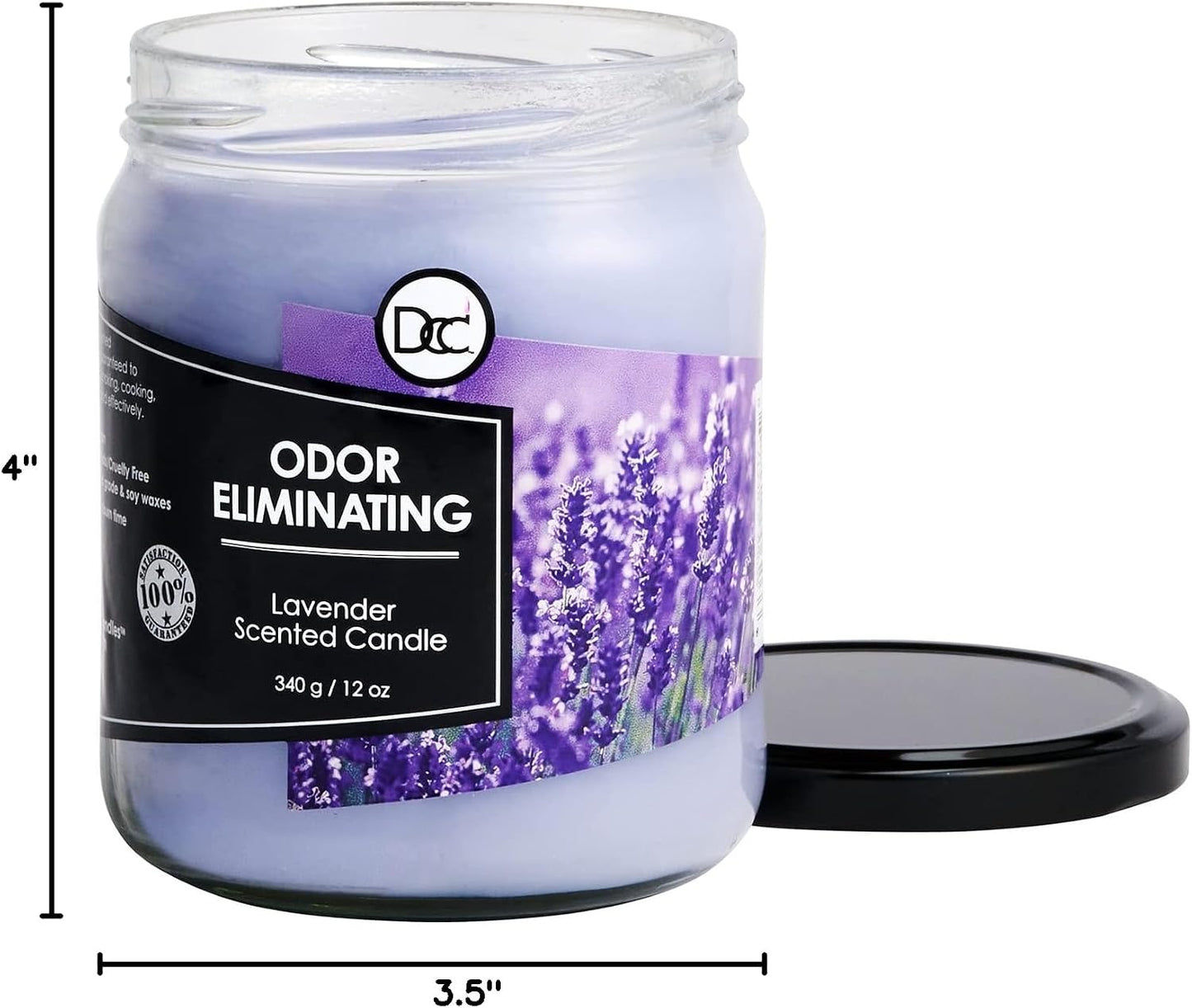 Vanilla Bean Odor Eliminating Highly Fragranced Candle - Eliminates 95% of Pet, Smoke, Food, and Other Smells Quickly - Up to 80 Hour Burn time - 12 Ounce Premium Soy Blend - Colors A