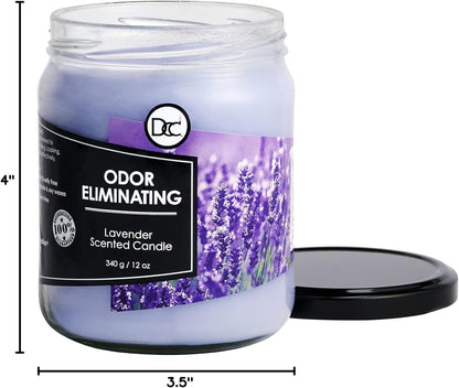 Vanilla Bean Odor Eliminating Highly Fragranced Candle - Eliminates 95% of Pet, Smoke, Food, and Other Smells Quickly - Up to 80 Hour Burn time - 12 Ounce Premium Soy Blend - Colors A