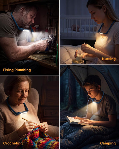 Reading Light, Rechargeable Neck Light, Stepless Dimming Book Light