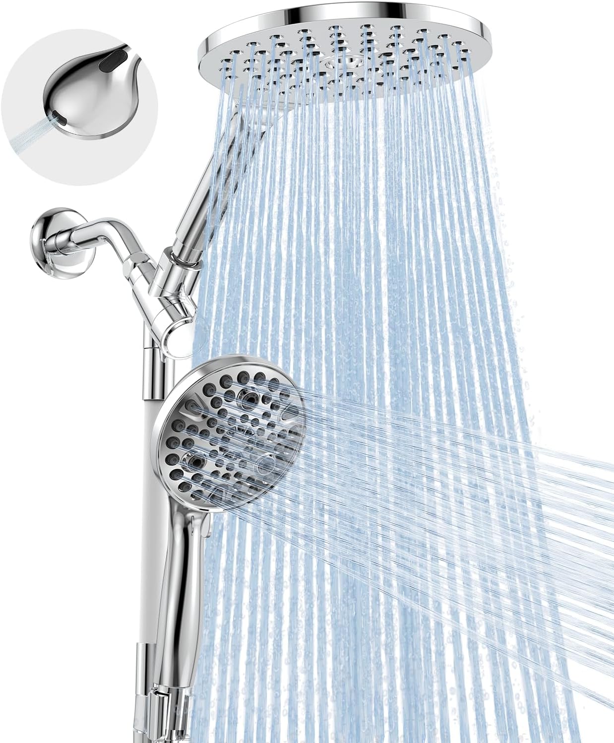 MakeFit Dual Filtered Rain Shower Head Combo, High Pressure Handheld Shower Head with Adjustable Bar - Rainfall Shower Head And Showerhead with Filter for Hard Water - Removes Chlorine