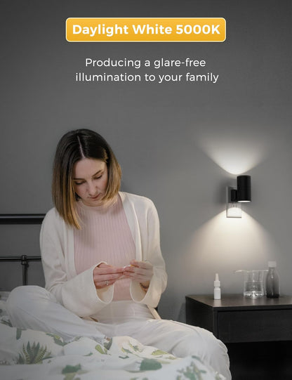 L LOHAS LED Night Light, Amber Nightlight, Dimmable Night Light 100LM, Light Sensor, Yellow Nightlight, Sleep Light for Kids, Soft & Warm Light for Bedroom, Hallway, Bathroom, 2 Pack