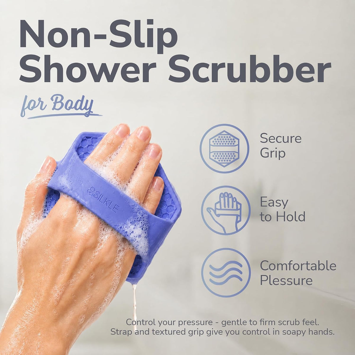 SILKLE Silicone Body Scrubber Exfoliator, Shower Scrubber & Silicone Loofah