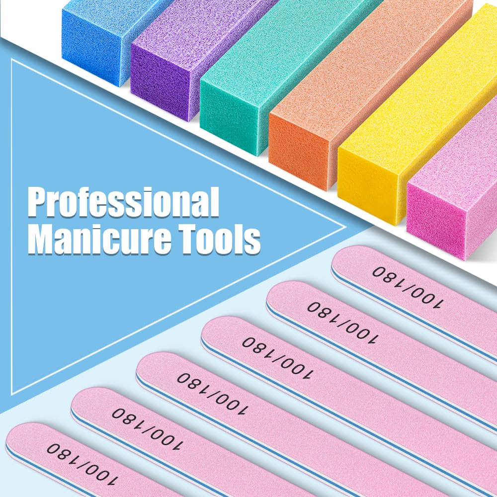 TsMADDTs Nail Files and Buffers, Professional Manicure Tools for Nail Care | Durable Emery, For Natural Or Acrylic Nails, Shaping and Polishing, Salon-Quality, DIY or Pro, 12PCS 100/180 Grit Nail Files