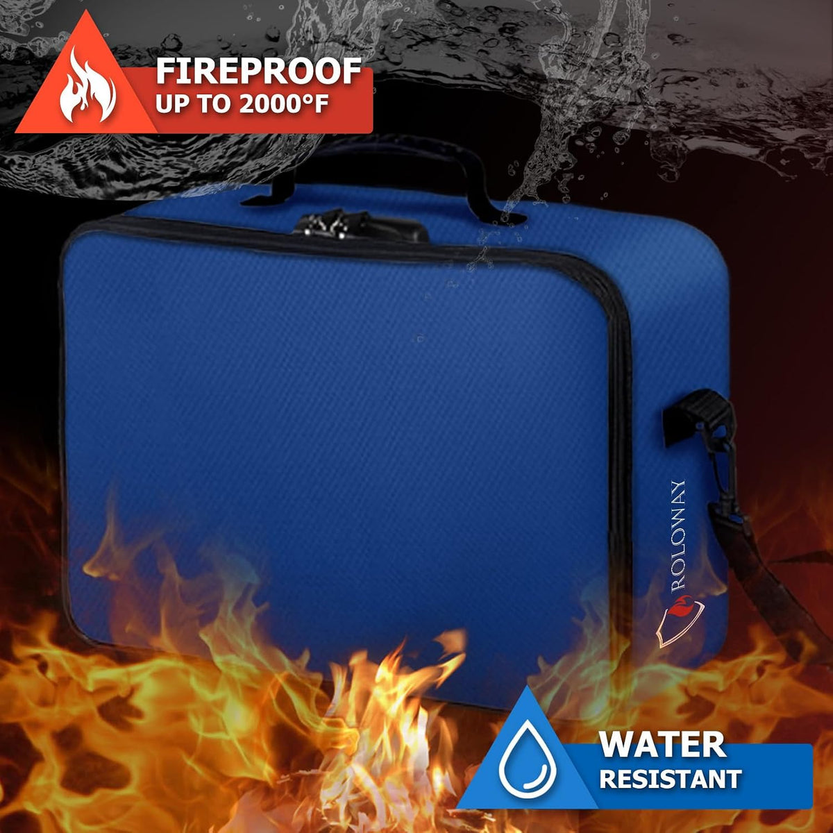 ROLOWAY 5200°F Fireproof Document Bag with Lock (17 x 12.3 x 5.3 inch), Upgraded Heat Insulated Fireproof Bag with Multi-Layer File Organizers, Important Document Storage for Home Safe