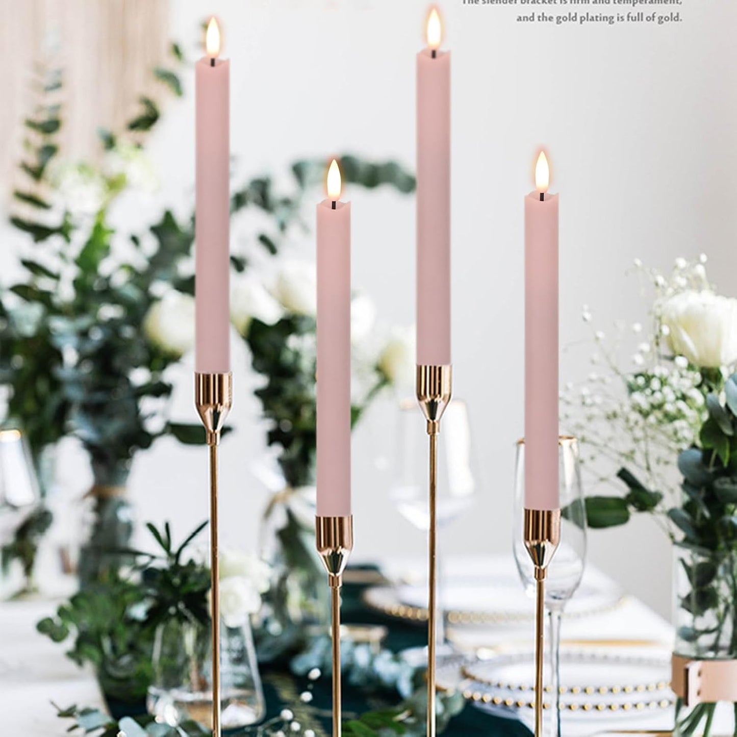 GenSwin Flameless Ivory Taper Candles Flickering with 10-Key Remote, Battery Operated Led Warm 3D Wick Light Window Candles Real Wax Pack of 6, Christmas Home Wedding Decor(0.78 X 9.64 Inch)