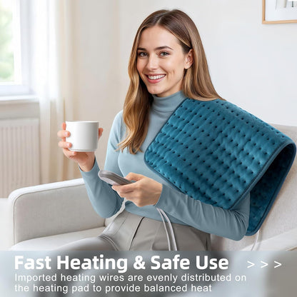 VALGELUIK Heating Pad for Back, Neck & Shoulder Pain Relief – 12"x24" Electric Heat Pad, Auto-Off, Machine Washable, Moist/Dry Heat Options – Thoughtful Mother's Day Gifts for Mom, Dad, Women & Men