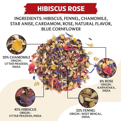 BREWIX, Hibiscus Rose Herbal Loose Tea (50+ Cups) | 100% Natural, Handmade, Pure from Hibiscus Flowers | Hibiscus with Rose Petals, Chamomile and Exotic Spices | Supports Everyday Wellness, Digestion and Cardiovascular System | Rich in Antioxidants &
