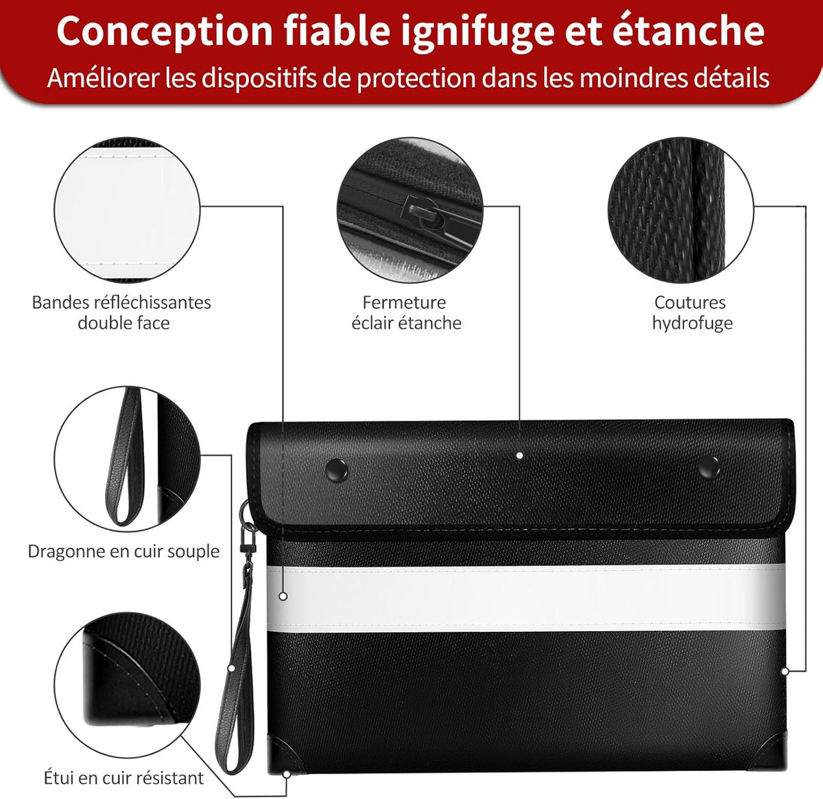 Vailoin 6200°F Fireproof Document Bag, 8 Layers of Heat Insulated Materials