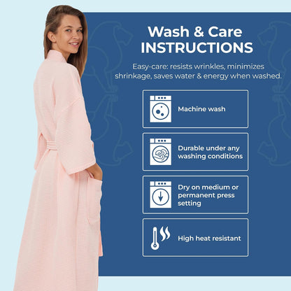 MONARCH Unisex Square Waffle Spa Kimono Robe – Soft Lightweight Fabric & Generously Sized Hotel & Spa Robe with Pockets