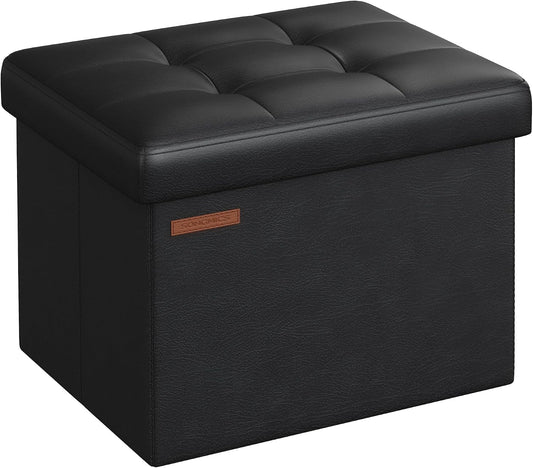 SONGMICS Small Folding Storage Ottoman, 12.2 x 16.1 x 12.2 Inches