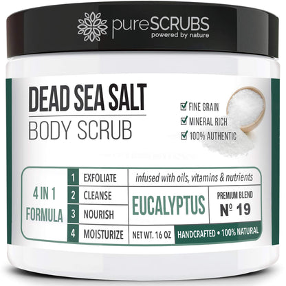 pureSCRUBS Premium Cucumber Body Scrub Set, Exfoliating Dead Sea Salt Scrub