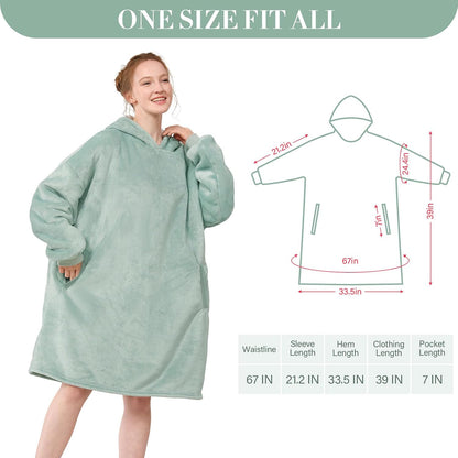 LetsFunny Blanket Hoodie,Oversized Wearable Sherpa Fleece Blanket Sweatshirt,Super Soft Warm Cozy with Giant Pocket,Gifts for Women Men Adults Teenagers, One Size Fits All