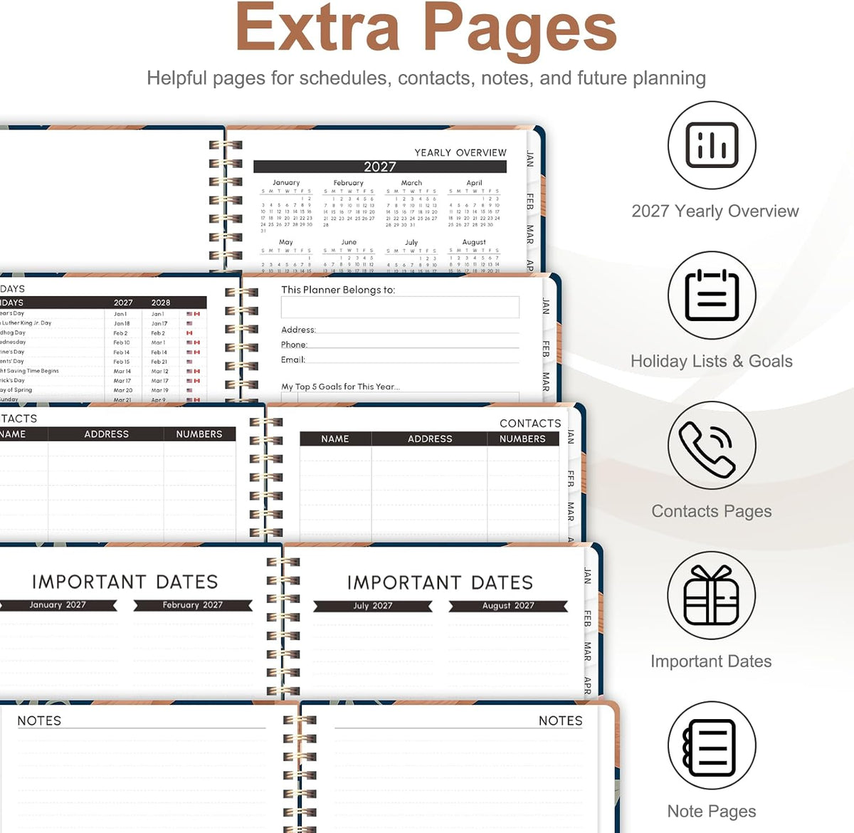 Planner 2026-2027, Weekly and Monthly Calendar Planner, JUL 2026 - JUN 2027 - Colors B