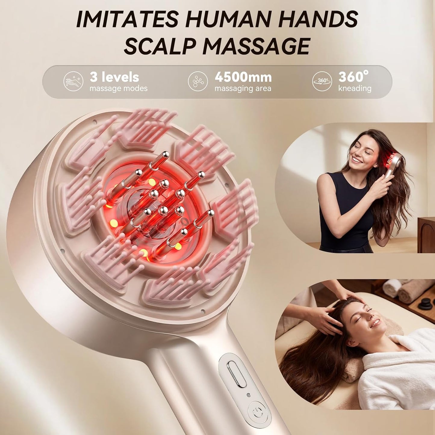 Electric Scalp Massager, 3-in-1 Scalp Care Brush with Oil Applicator, Waterproof IPX7, for Cleaning, Relaxation, and Healthy Scalp