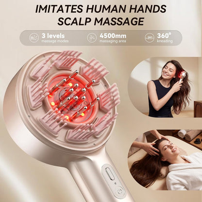 Electric Scalp Massager, 3-in-1 Scalp Care Brush with Oil Applicator, Waterproof IPX7, for Cleaning, Relaxation, and Healthy Scalp