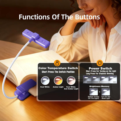 VAVOFO 24 LEDs Rotatable Book Light, Rechargeable Clip Reading Lamp