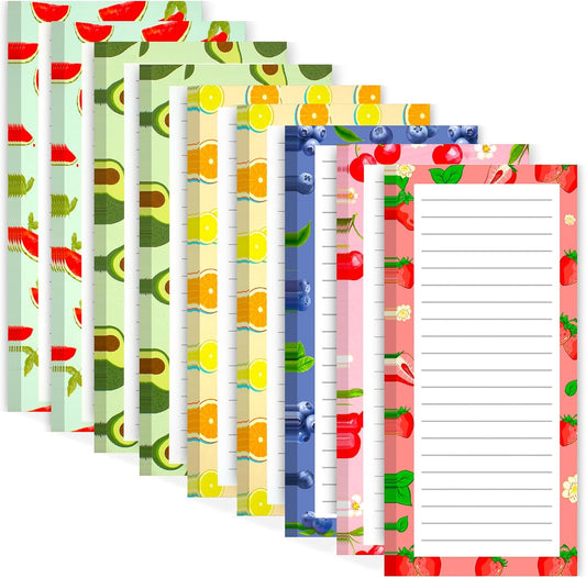 Joyberg 9 Pack Magnetic Notepads for Refrigerator, Magnetic Notepads for Refrigerator, Fruit Design Grocery List Pad for Fridge, Full Magnet Back Shopping Lists, 25 Sheets Per Note Pads