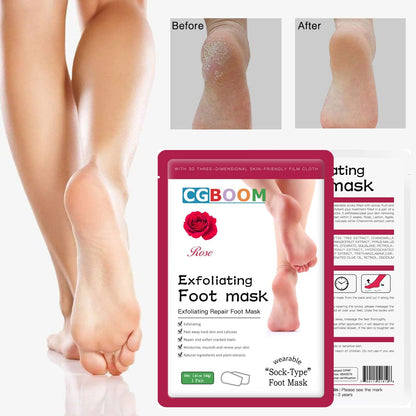 Foot Peel Mask 3 Pack, Exfoliator Peel Off Calluses Dead Skin Callus Remover, Baby Soft Smooth Touch Feet-Men Women (Rose)