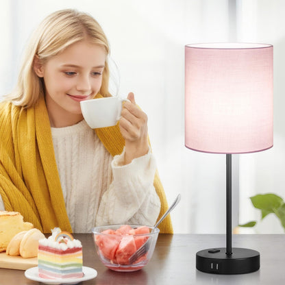 Set of 2 Touch Control Table Lamps with 2 USB & AC Outlet, 3-Way Dimmable Bedside Nightstand Lamps for Bedroom Living Room Nursery, 800 Lumens 5000K Daylight Bulbs Included