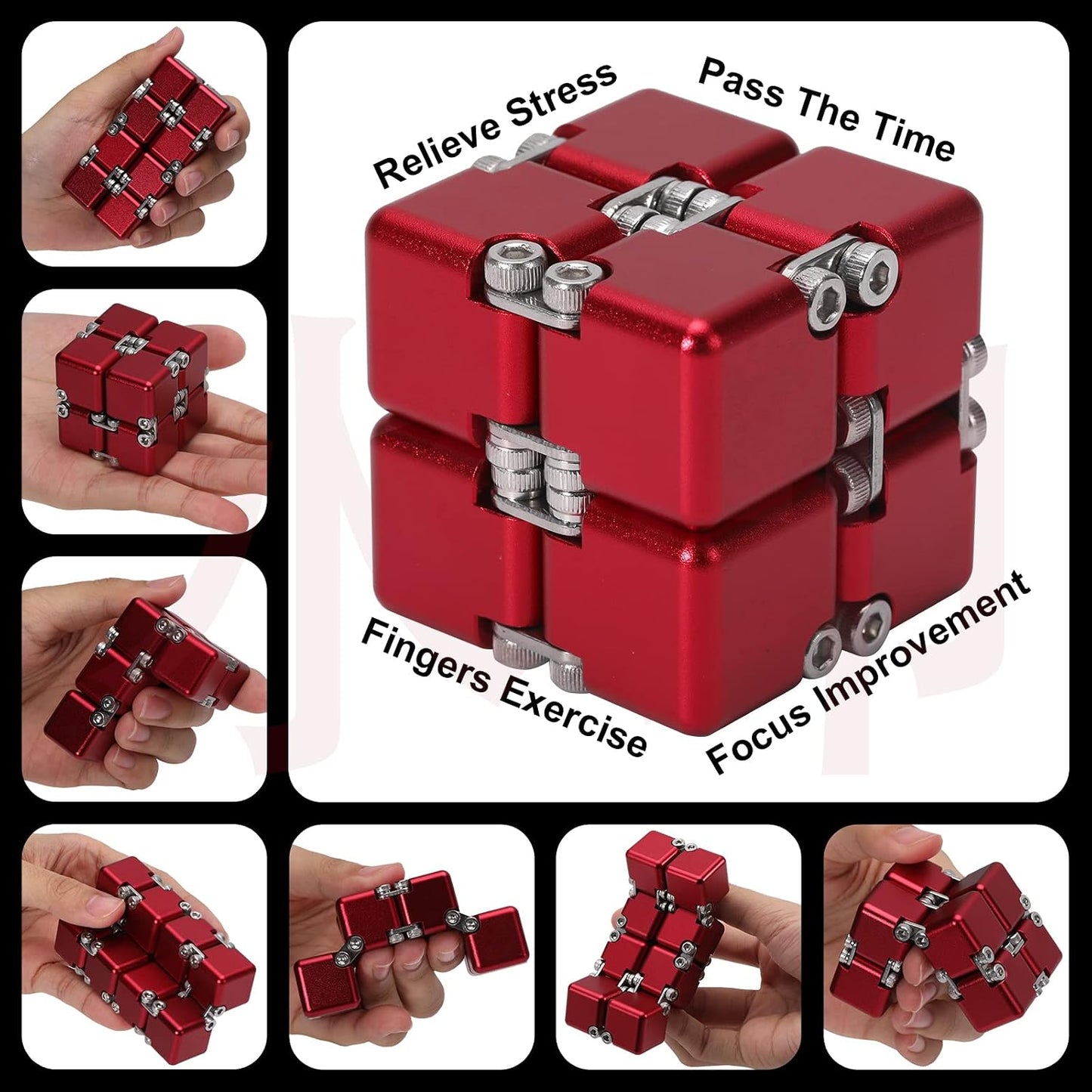 Lifidea Aluminum Alloy Metal Infinity Cube Fidget Cube (6 Colors) Handheld Fidget Toy Desk Toy with Cool Case Infinity Magic Cube Relieve Stress Anxiety ADHD OCD for Kids and Adults (Blue)