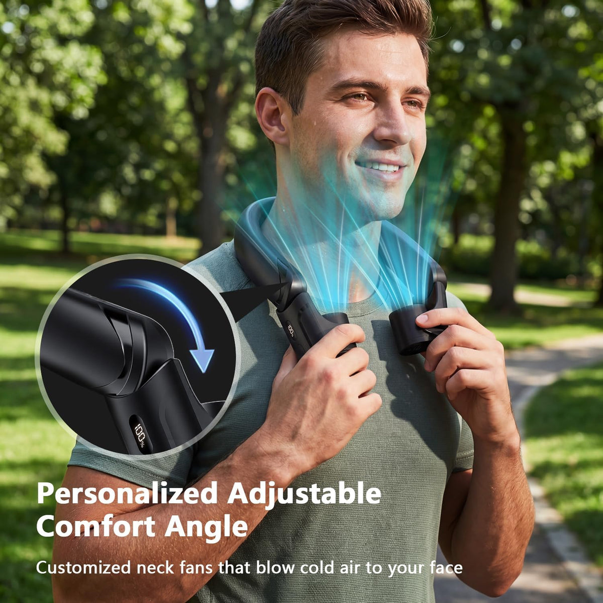 Mavax ChillGo Portable Neck Fan, 8000mAh Wearable Personal Cooler, 9000RPM High-Speed Motor with LED Display, Max 16H Runtime, 4‑Speed, Lightweight & Quiet, Ideal Gift for Men Women – Black
