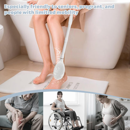 New Foot Brush with Adjustable Long Handle, 3-in-1 Foot Scrubber for Wet or Dry Brushing, 10.2’’- 27.5’’ Foot Scrub Brush for Senior, Pregnant, Disabled, or Injured, Gift-Box Packed(White)