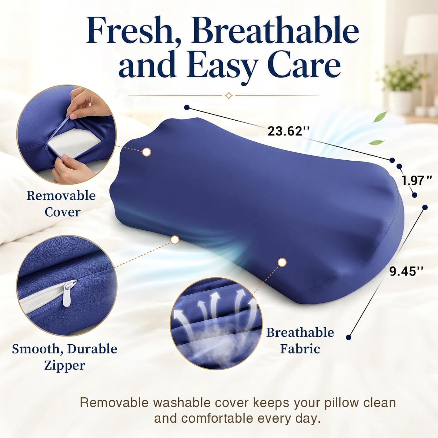 Fledano Lumbar Pillow for Sleeping, Lumbar Support Pillow for Bed for Back Pain Relief, Memory Foam Lower Back Pillow for Bed, Back Support Pillow for Side & Back Sleepers, Washable Cover