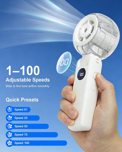 Portable Misting Fan, Rechargeable Handheld Spray Fan