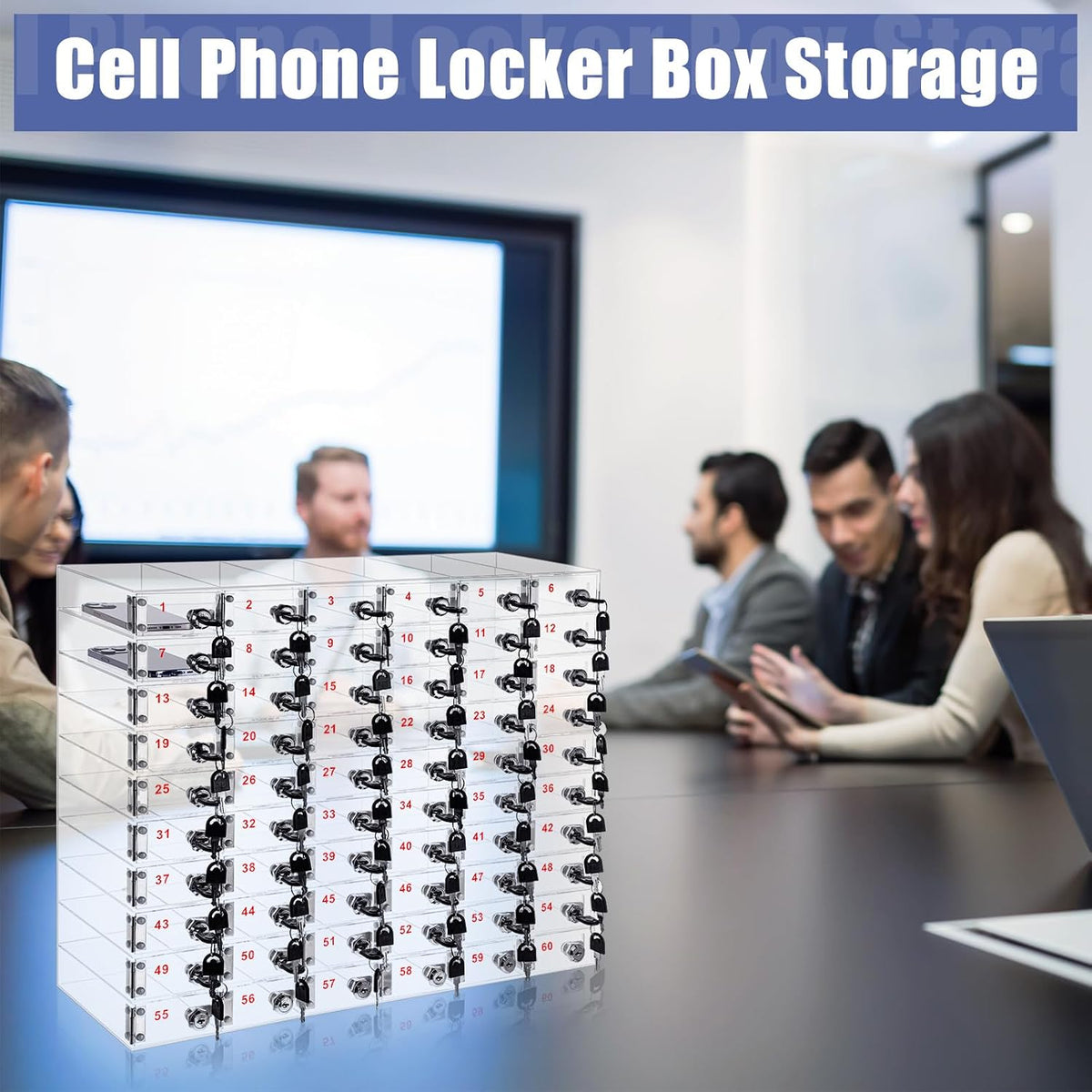 Layhit 20 Slots Cell Phone Locker Box for Classroom, Back to School, Clear