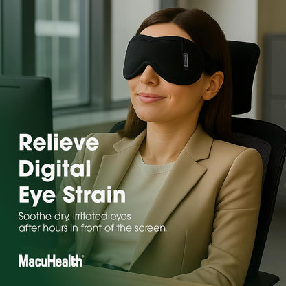 MacuHealth MacuMask - Moist Heat Eye Compress for Dry Eyes, Blepharitis, MGD & Digital Eye Strain, Adjustable Strap, SterilEyes Technology, Microwave & Freezer Safe, Hot or Cold Compress (Premium)