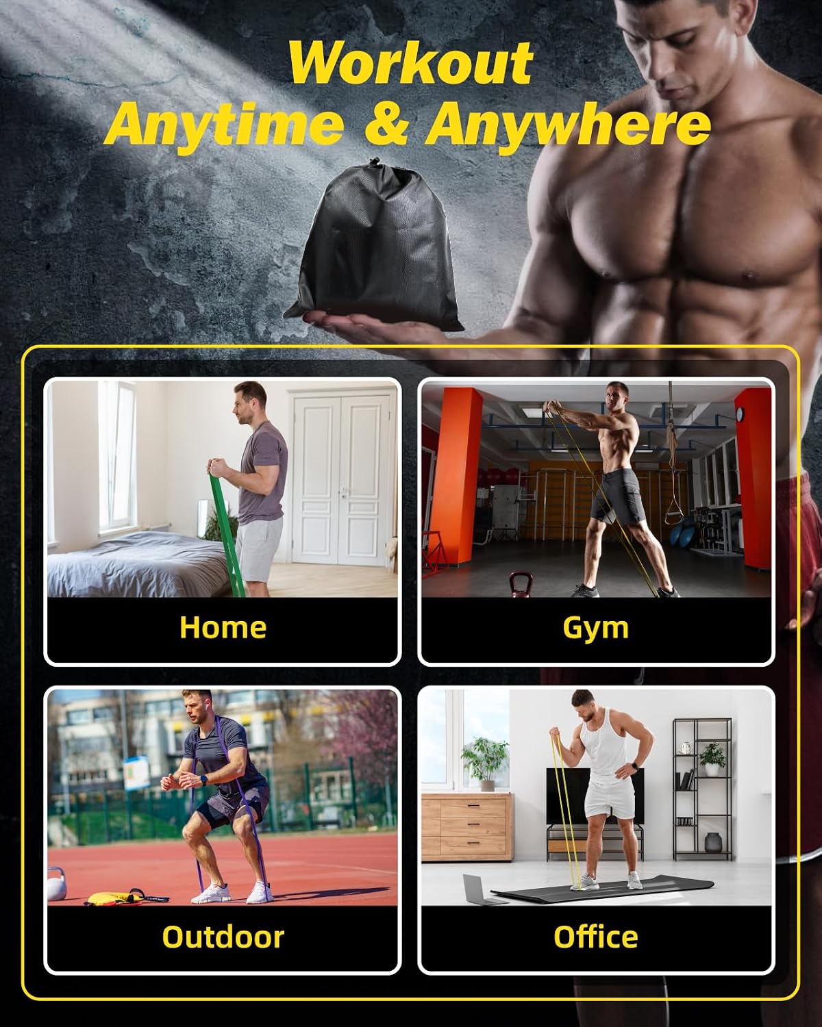 Zacro Resistance Bands Set with Door Anchor, Heavy Duty Pull Up Exercise Bands for Working Out, Muscle Power Strength Training, Physical Therapy, Home Fitness Gym Equipment for Men & Women