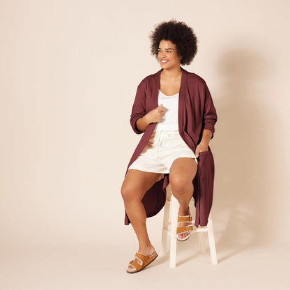 Amazon Essentials Women's Lightweight Cotton Blend Waffle Mid-Length Bathrobe, Breathable Loungewear (Available in Plus Size)