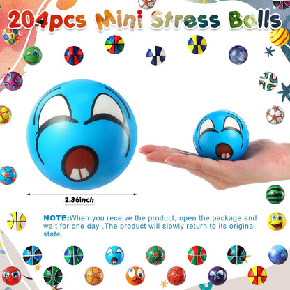 Shappy Mini Foam Balls Bulk 2.5 Inch for Party Favors, 204 Pcs, Stylish