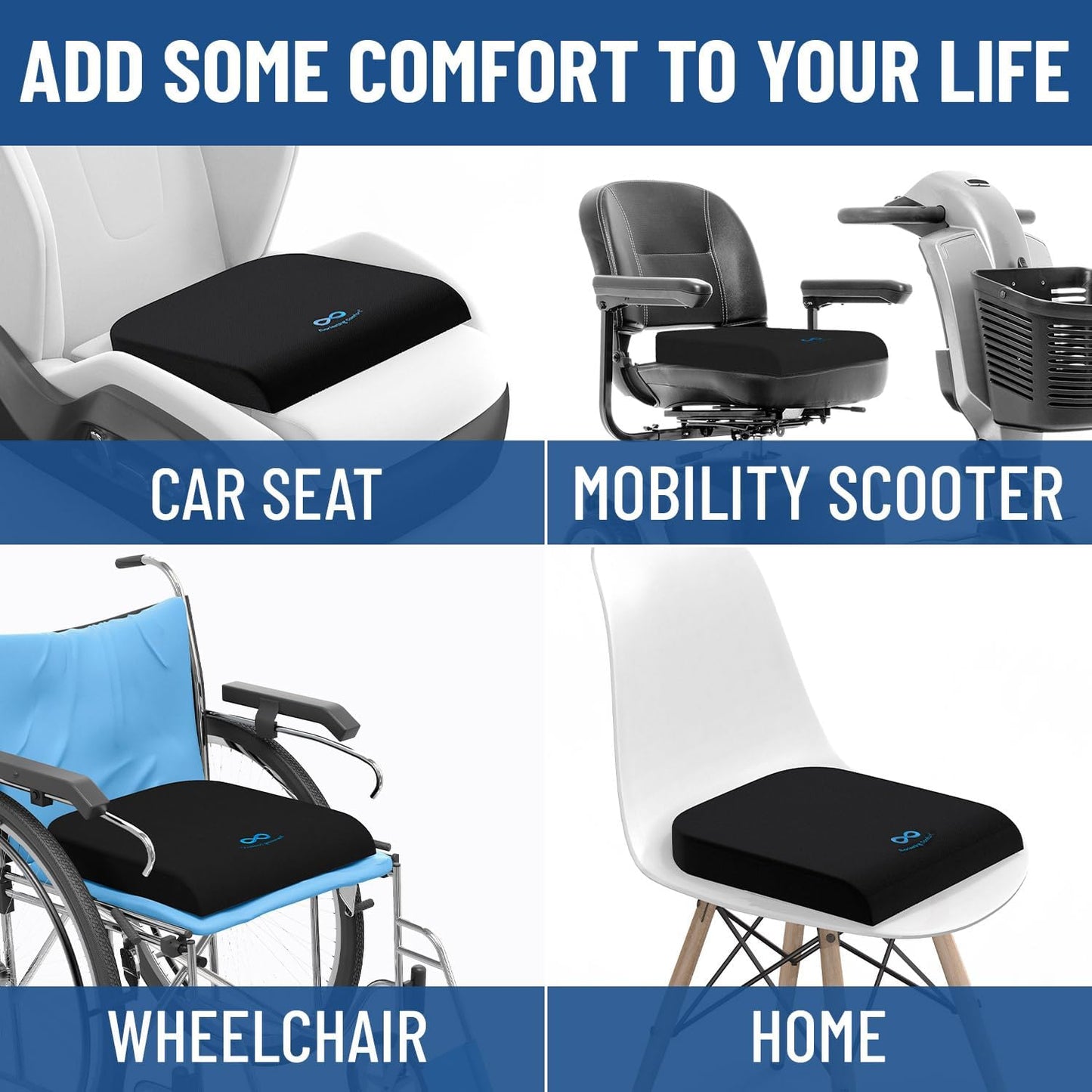 Everlasting Comfort Ventilated Wheelchair Cushions for Pressure Relief - Gel Memory Foam Wheel Chair Seat Cushion Pad for Seniors and Adults & Pain Relief - Soft Non-Slip Cover - Office Accessories