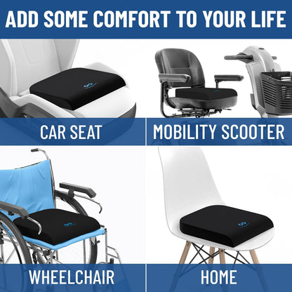 Everlasting Comfort Ventilated Wheelchair Cushions for Pressure Relief - Gel Memory Foam Wheel Chair Seat Cushion Pad for Seniors and Adults & Pain Relief - Soft Non-Slip Cover - Office Accessories
